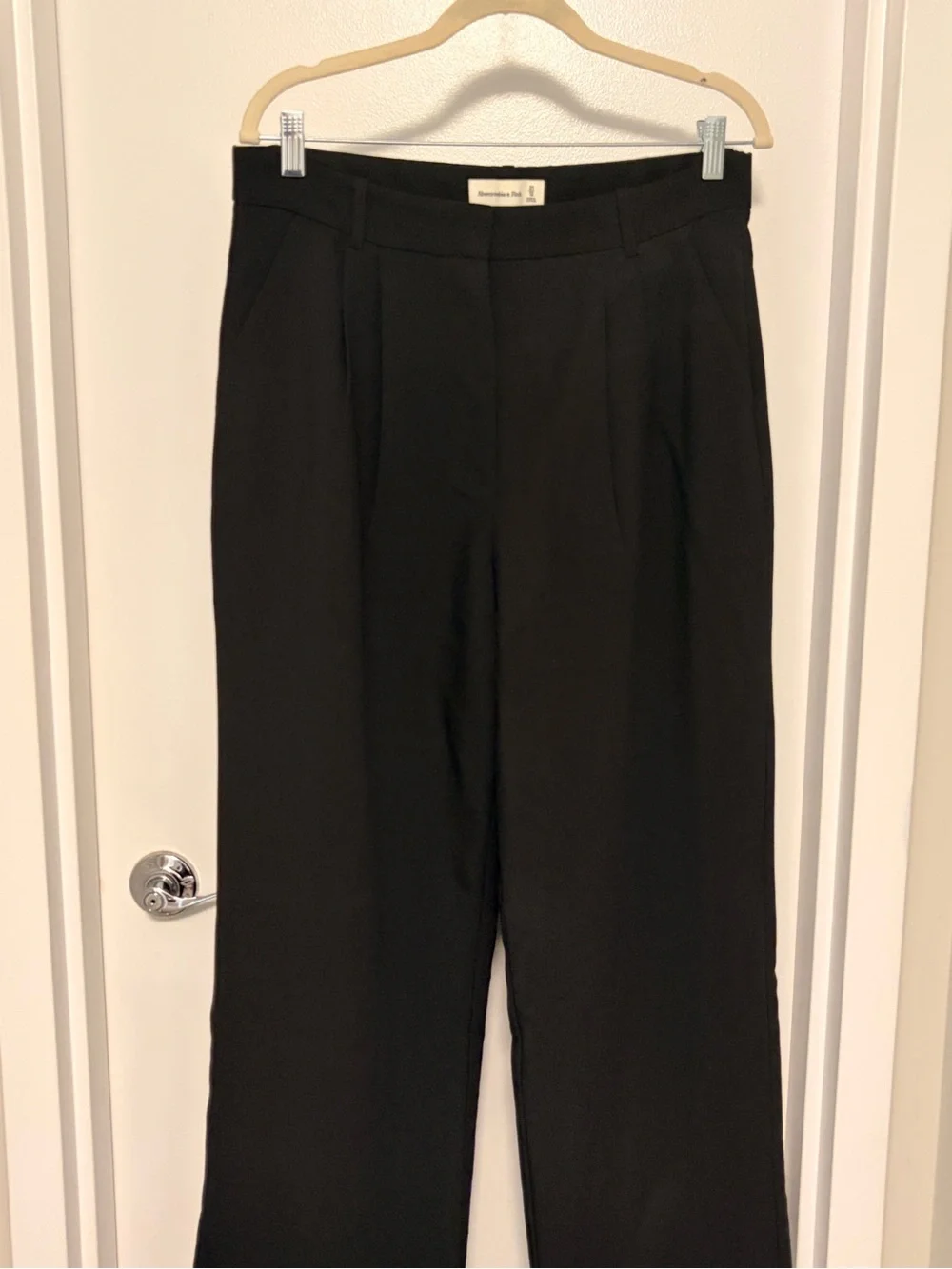 Abercrombie & Fitch Black High-Rise Wide-Leg Trousers